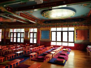 The massive windows on both sides of the gompa let in a lot of natural light
