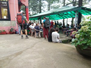 The orientation in progress. The maroon robed, bald person in the centre is the German nun