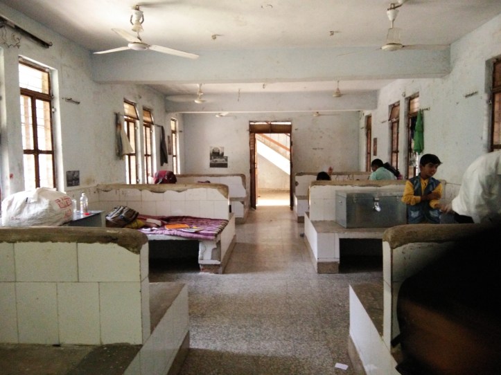 The facilities were very basic. Here, the boys dorm has slabs as beds. But even this level of comfort for children was much sought after in Shahpur.
