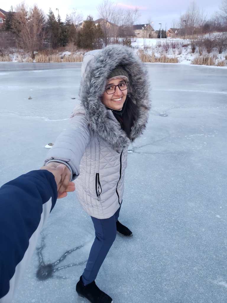 Stepping on a frozen pond