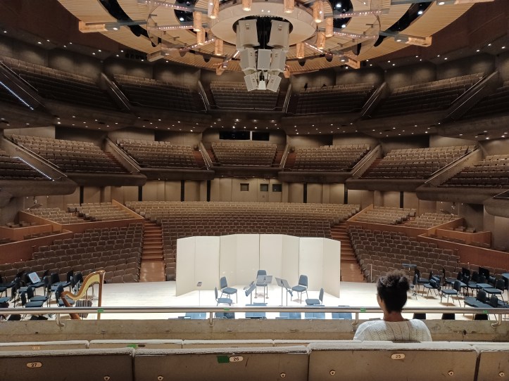 The symphony hall. I attended a pre-concert where I was seated opposite the main seating area, which is visible in the picture.