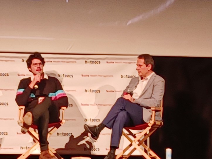 Movie premieres are followed by a Q&A with the cast and director. Here the director of Navalny(left) and one of the principal subjects Christo Grozev (renowned journalist from Bellingcat) discuss the thrilling events of the movie.